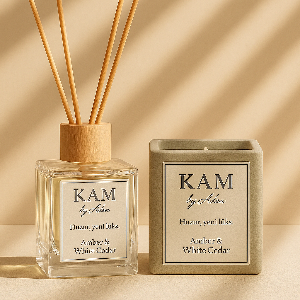 KAM - Oda Kokusu Ve Soya Mumu Seti / Amber & White Cedar