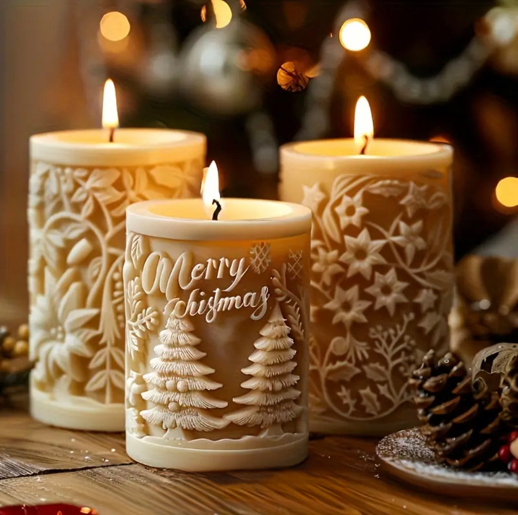 KAM - Premium Merry Christmas Yılbaşı Mumu Seti 3'lü