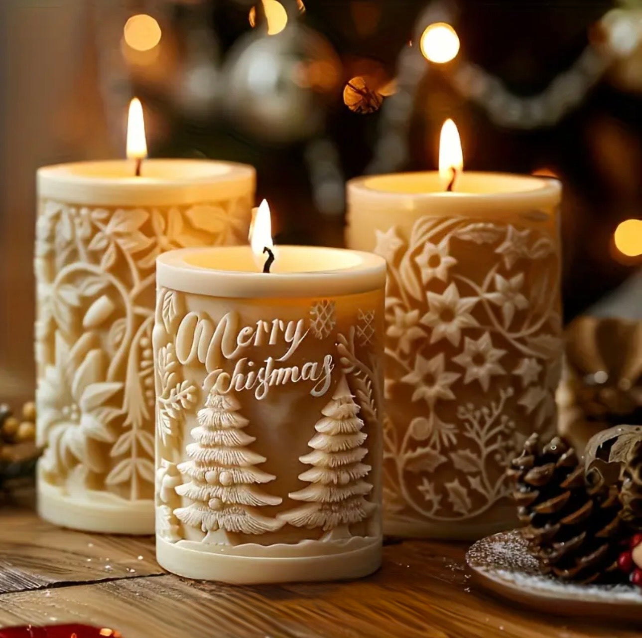 KAM - Premium Merry Christmas Yılbaşı Mumu Seti 3'lü