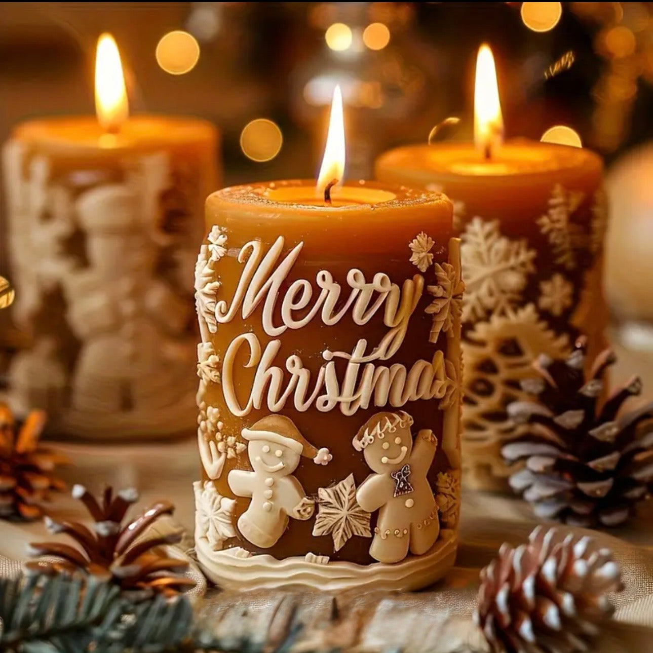 KAM - Premium Merry Christmas Yılbaşı Mumu Seti 3'lü