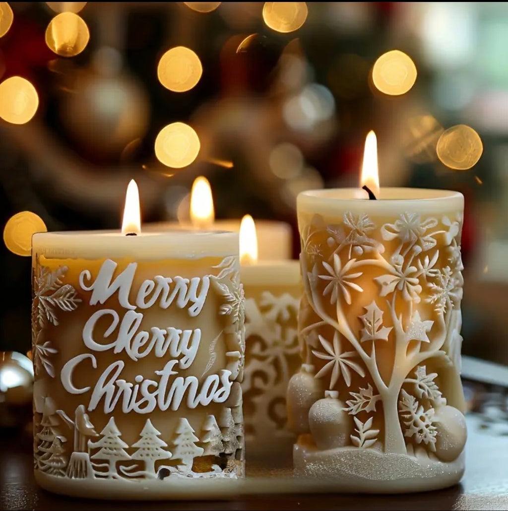 KAM - Premium Merry Christmas Yılbaşı Mumu Seti 3'lü